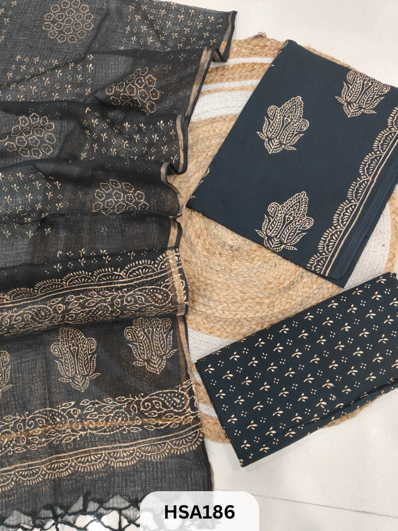 COTTON SUIT WITH KOTA DUPATTA - 3 PCS SET