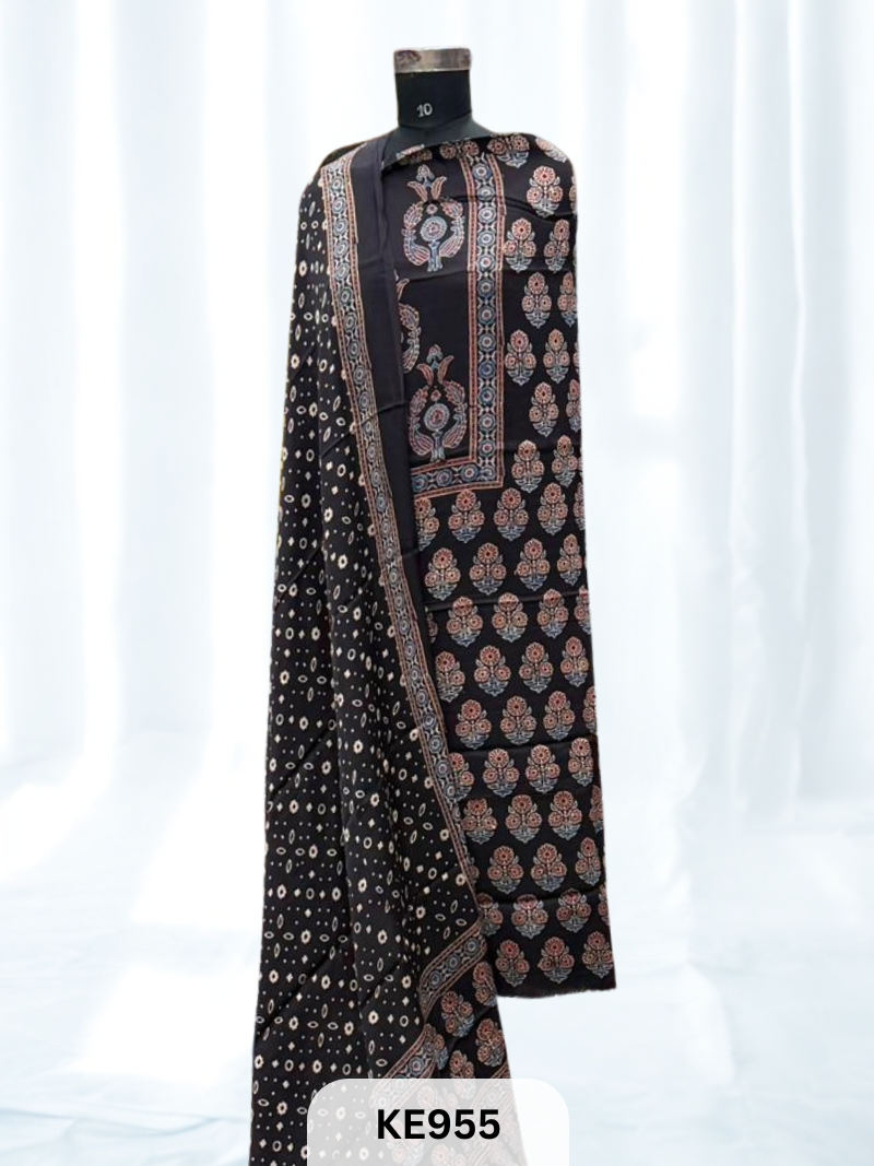 PURE AJRAKH MODAL SALWAR-NATURAL HANDBLOCK