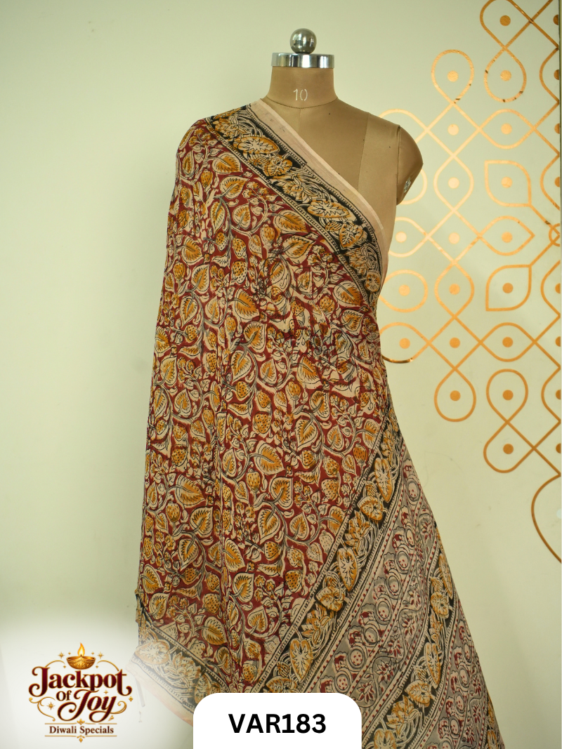 Pure Handblock Kalamkari Duppata