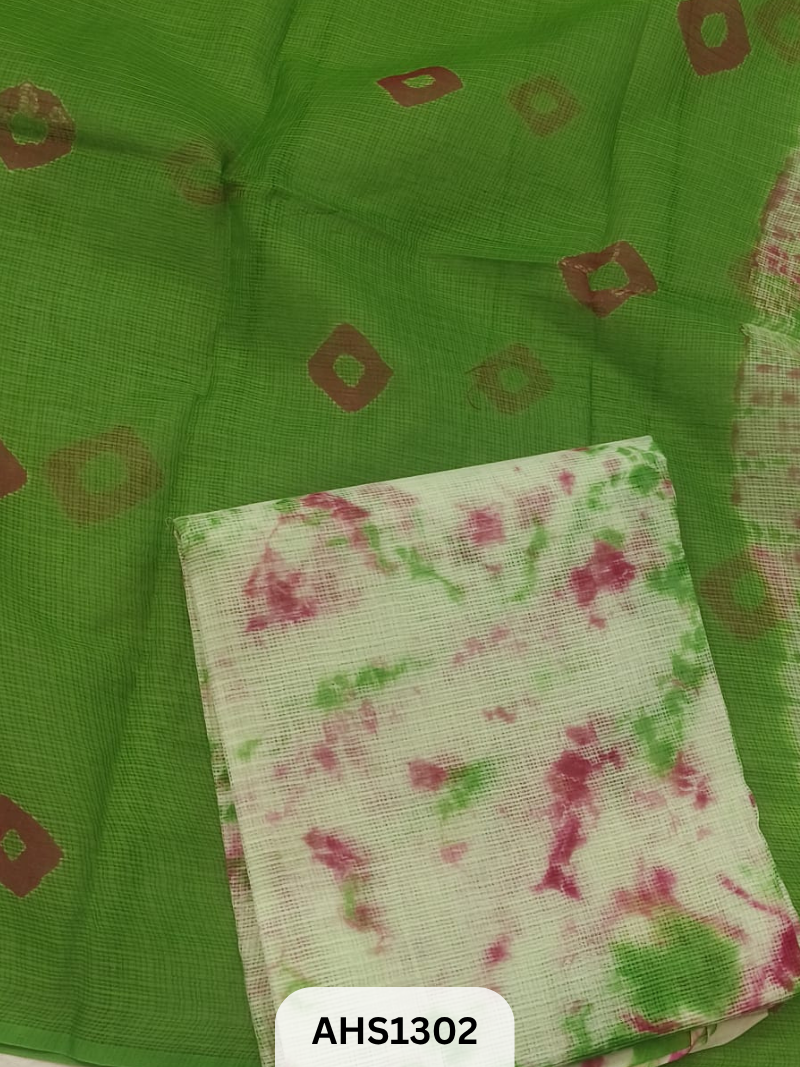 Pure Kota Cotton Shibori Print Dress Material Top & Dupatta 2.5mtr