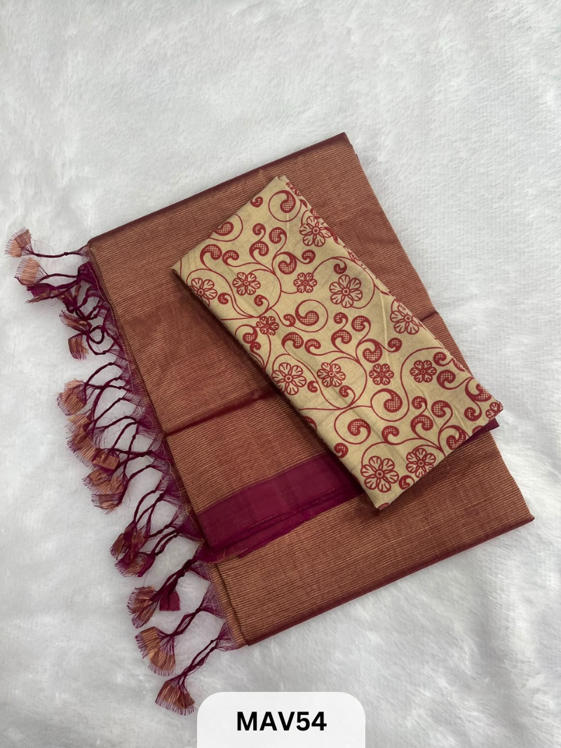 MANGALAGIRI PATTU SAREE WITH KALAMKARI BLOUSE (1 METER)