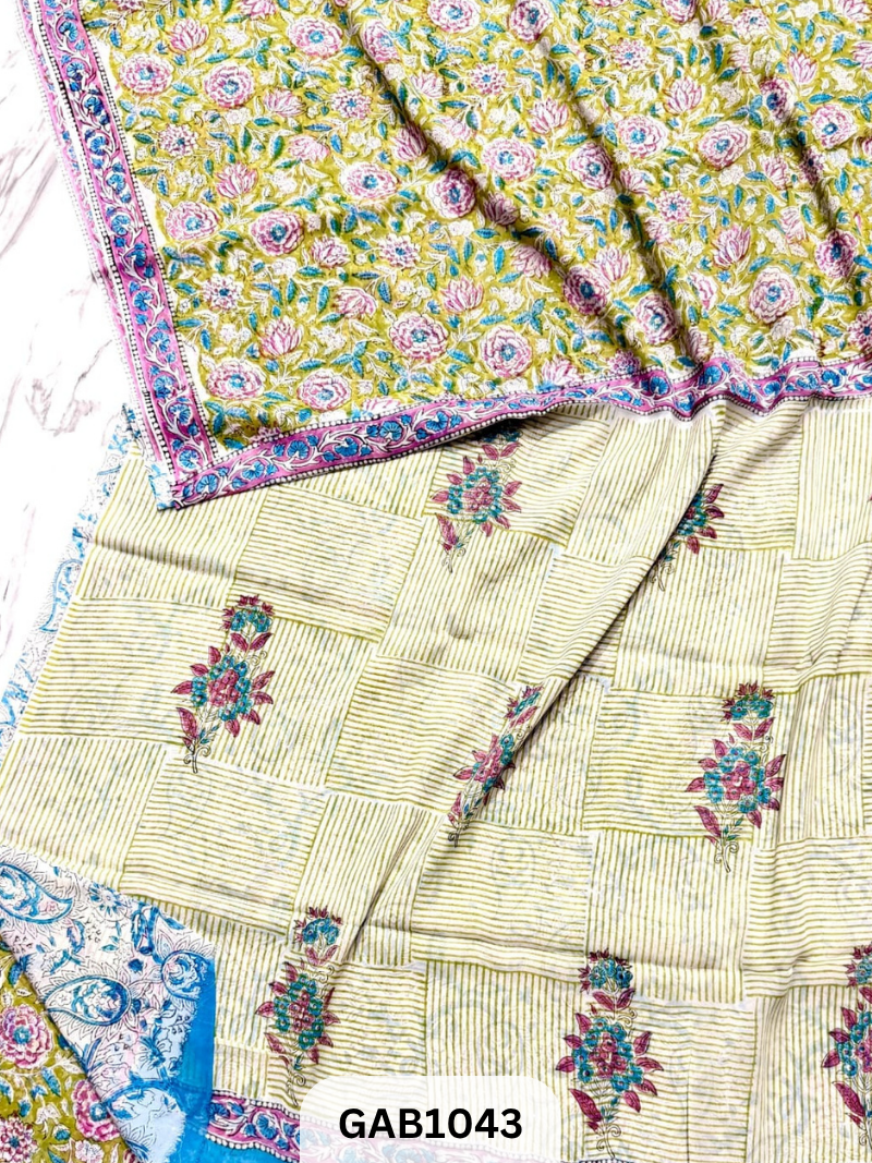 Premium Hand Block Printed Georgette Sarees with Blouse