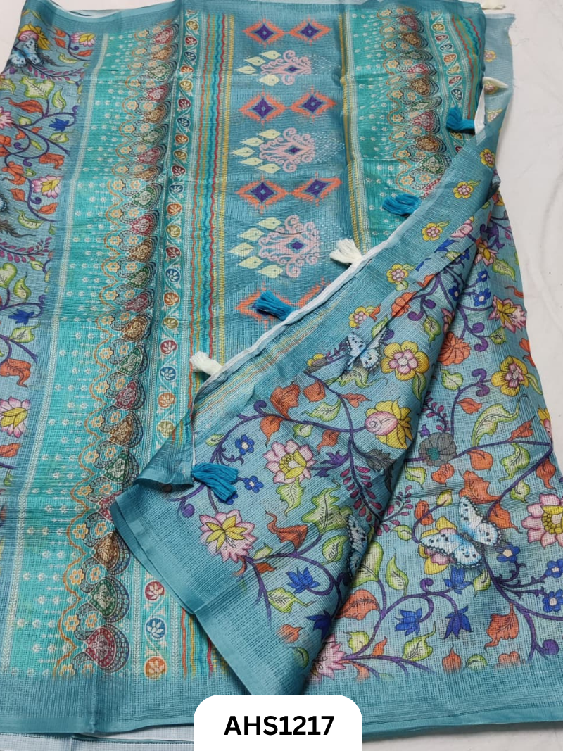 Soft Silk Kota Digital Print Saree With Blouse
