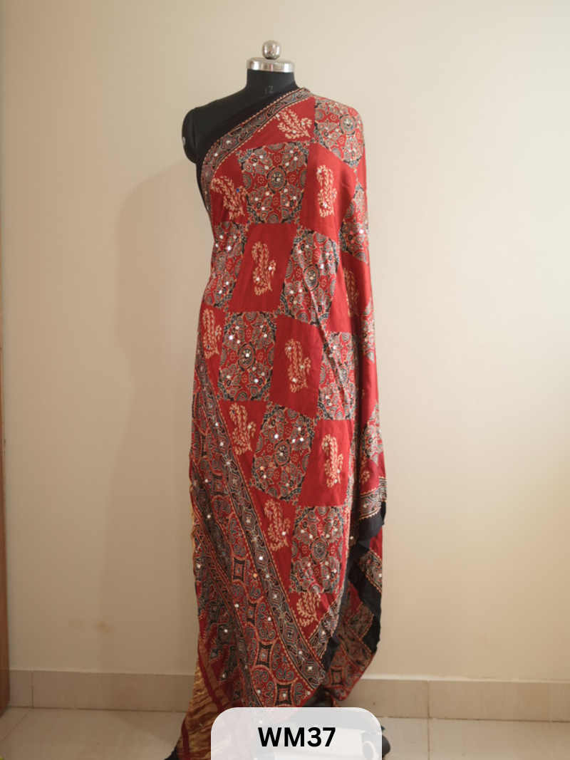 MODAL SILK WITH GLUED MIRROR LAGDI PATTA DUPPATTA