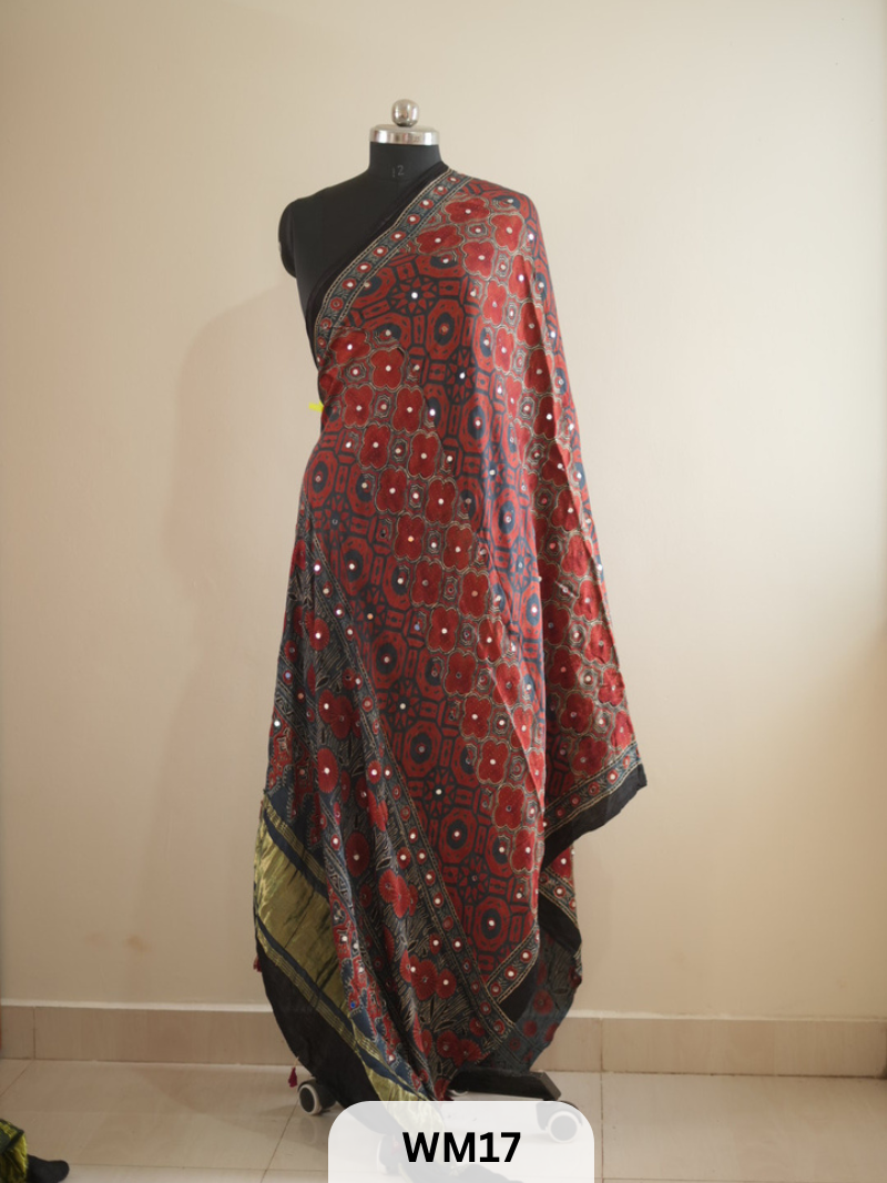 MODAL SILK WITH GLUED MIRROR LAGDI PATTA DUPPATTA