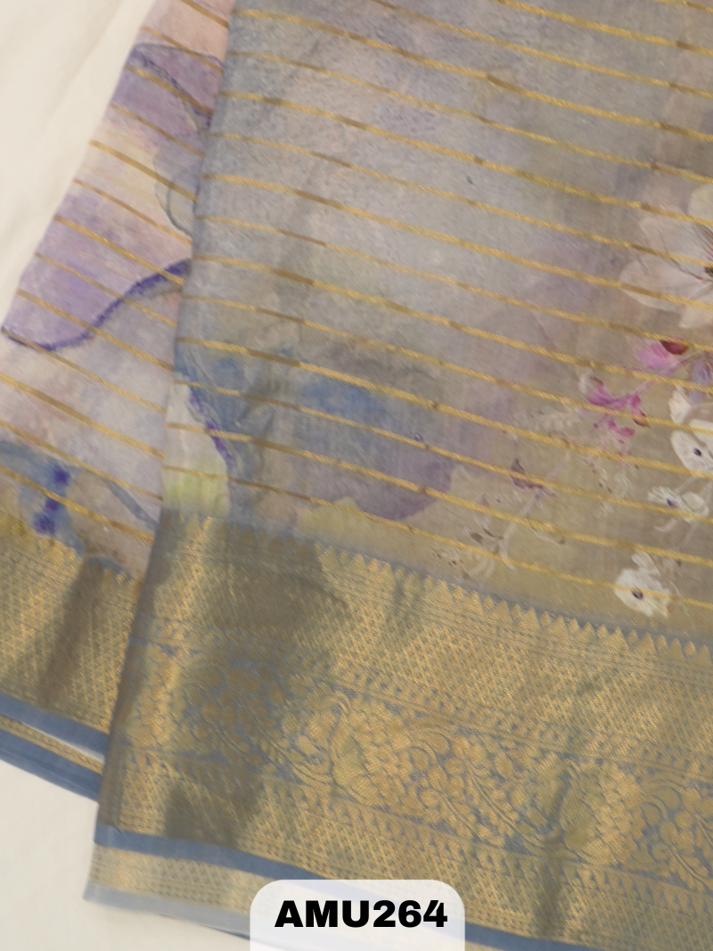 BANARAS RUSSIAN SILK SAREE WITH PRINTED