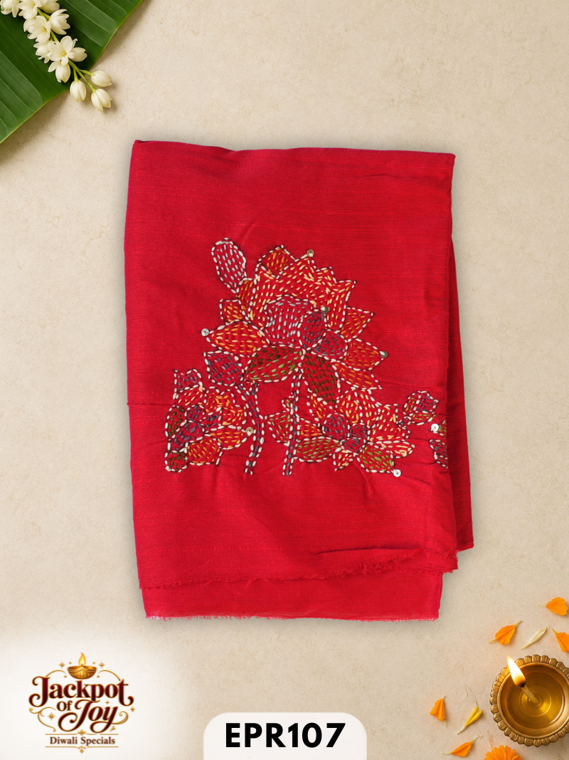 Raw silk with Kantha Blouse
