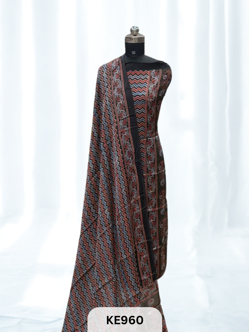 PURE AJRAKH MODAL SALWAR-NATURAL HANDBLOCK