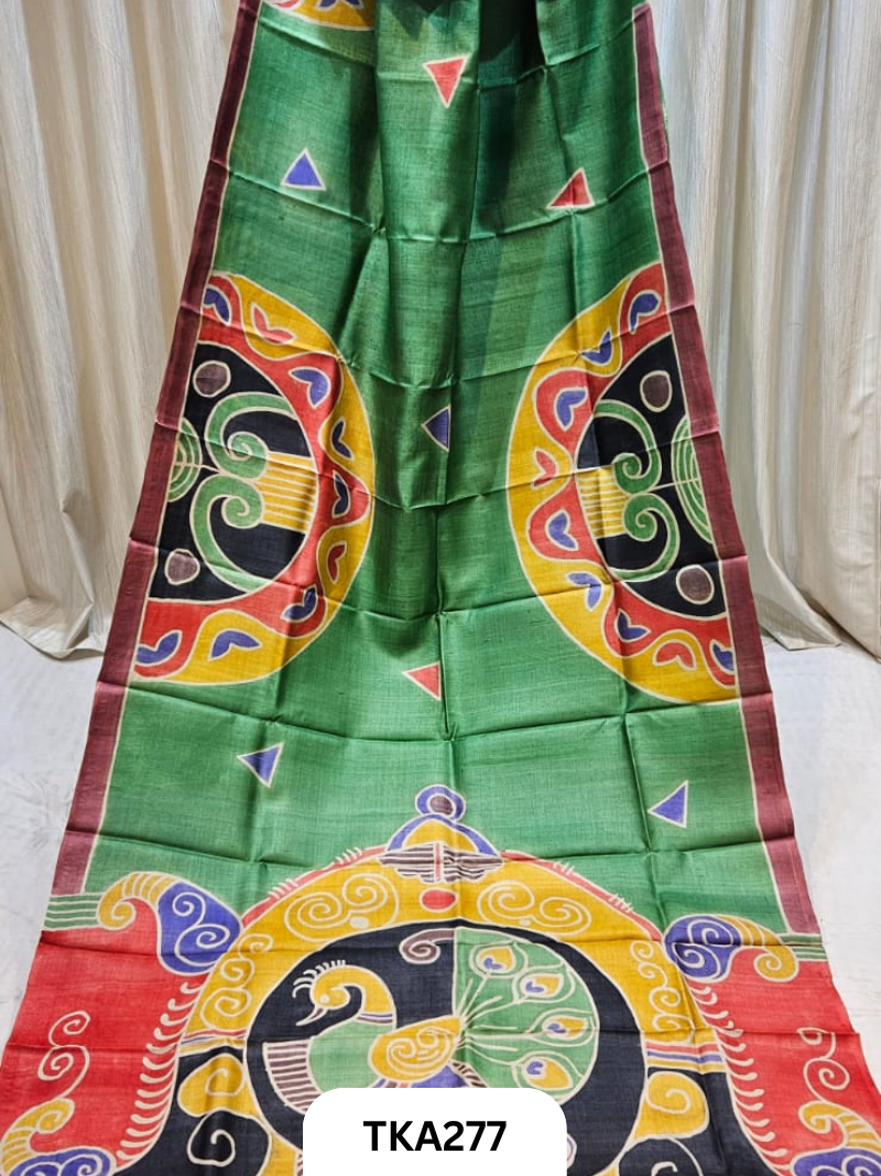 PURE HANDOWEN TUSSAR HAND PAINTED SAREE