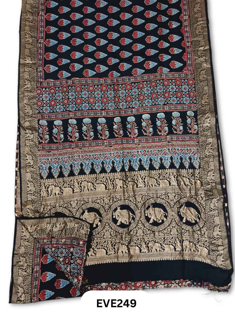 Dola Silk Ajrakh Saree