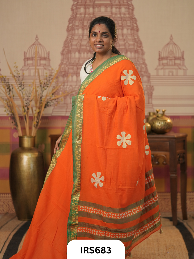 Chettinadu Saree With Barmer Aplique Work