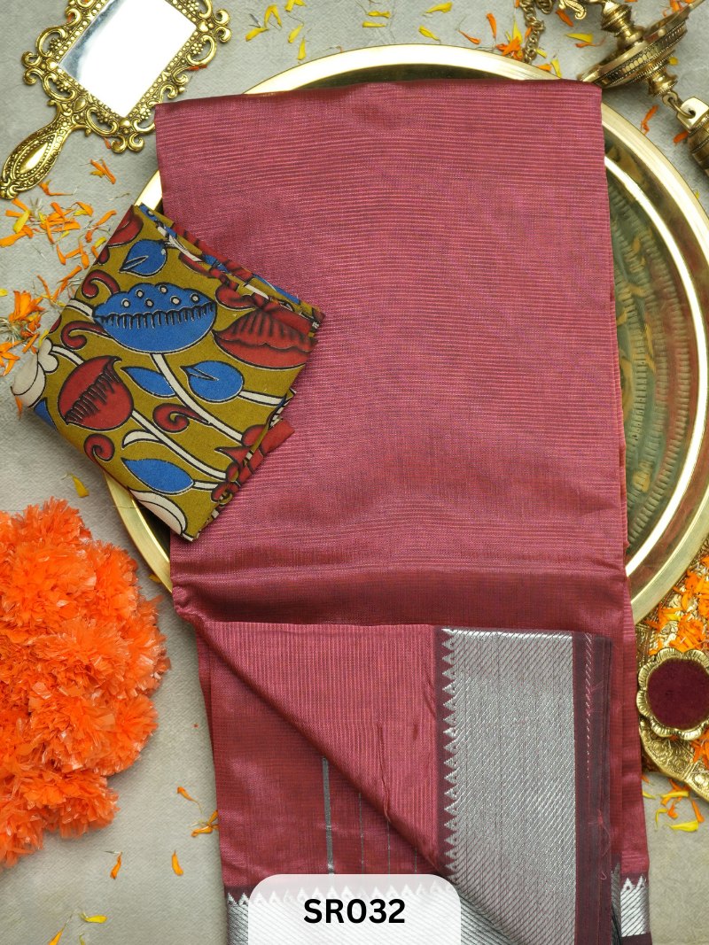 Mangalagiri Silk Saree with Kalamkari Blouse