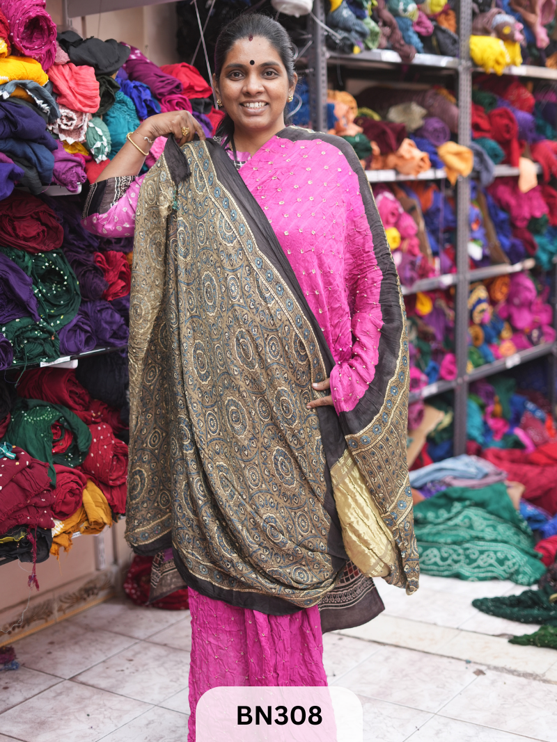 MODAL GAJI - AJRAKH BANDHINI SAREE