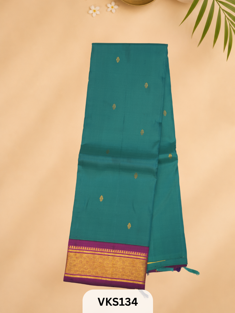 PURE KANCHIPURAM SILK SAREE WITH ONE SIDE BORDER