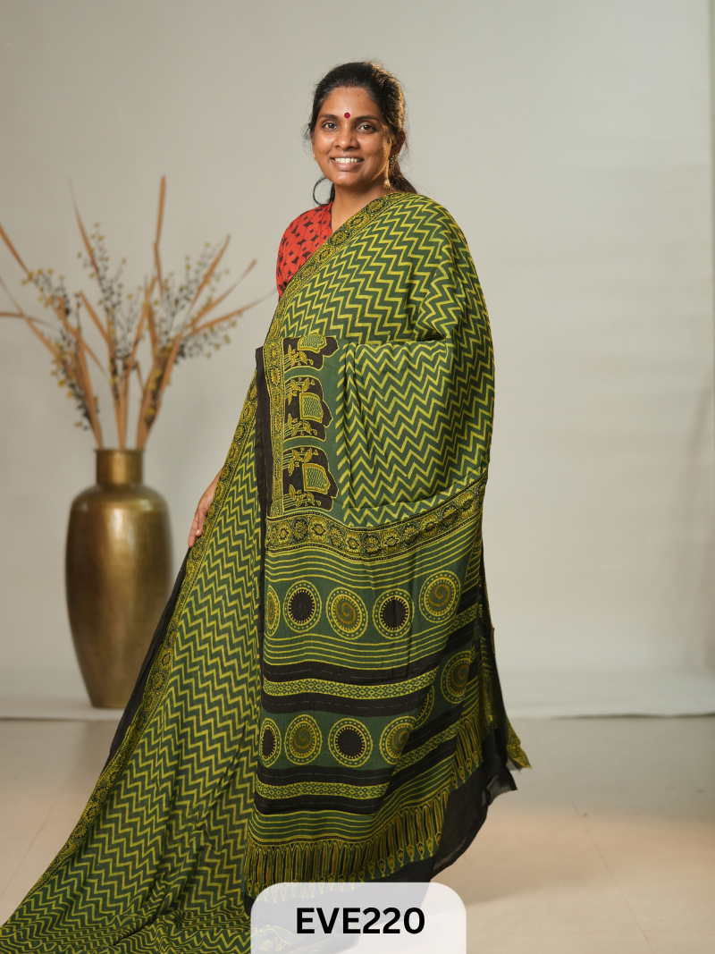 Chinon Chiffon Ajrakh Print Saree