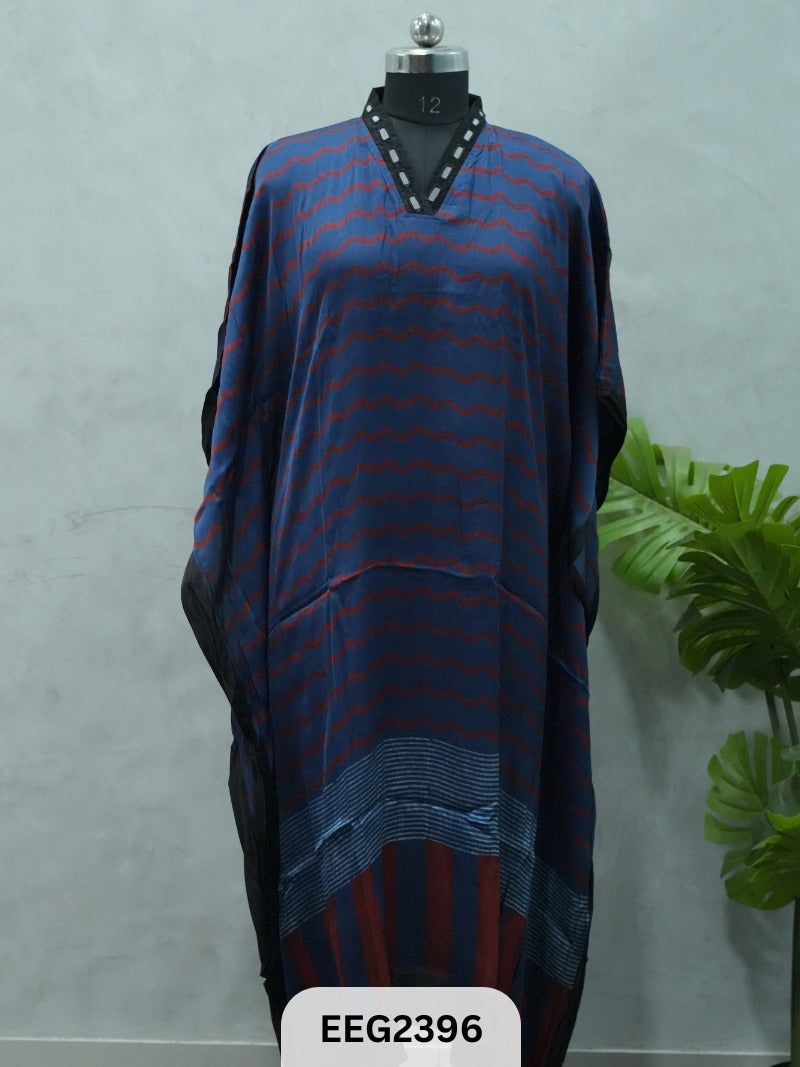 MODAL KHAFTAN WITH MIRROR WORK NECKLINE