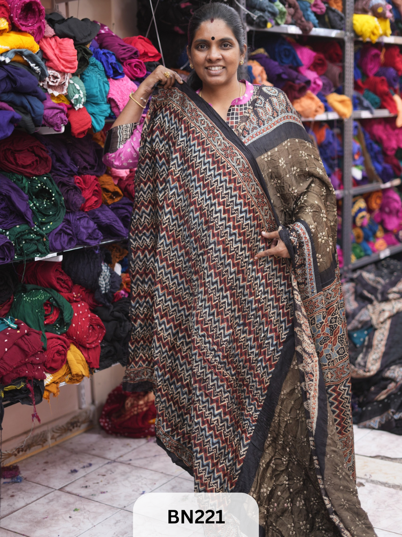 AJRAKH BANDHEJ SAREE - BEST BUY