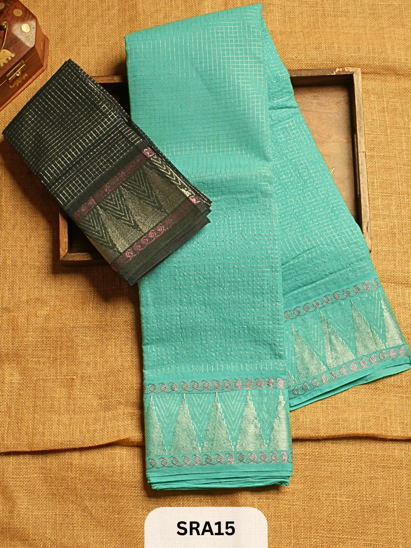 SUNGUDI COTTON SAREE WITH BLOUSE