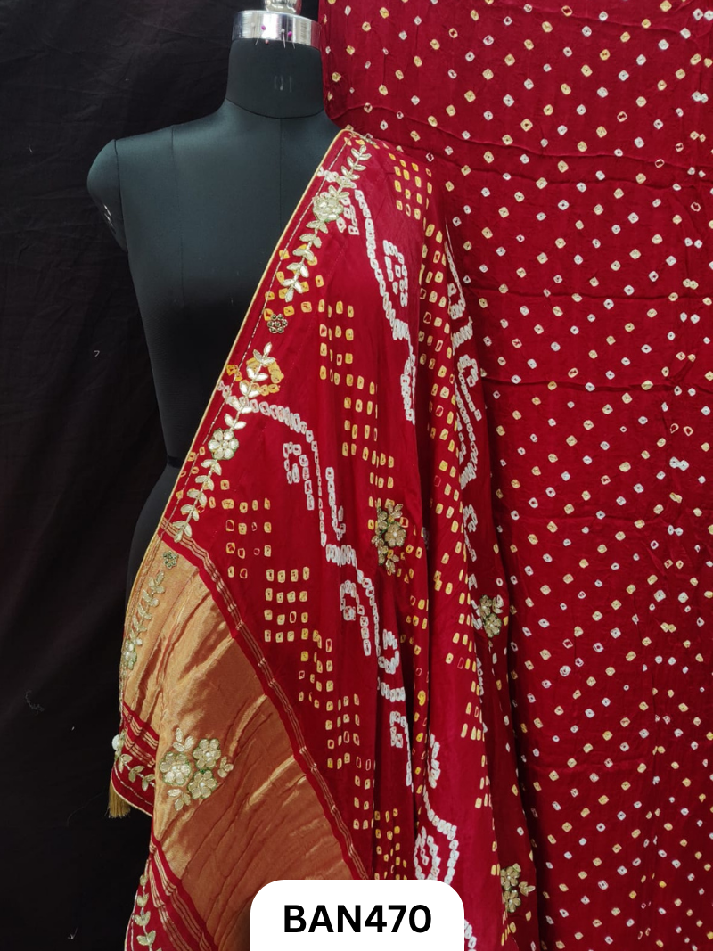 Semi Gaji SilkTissue Pallu Star Saree With Edging