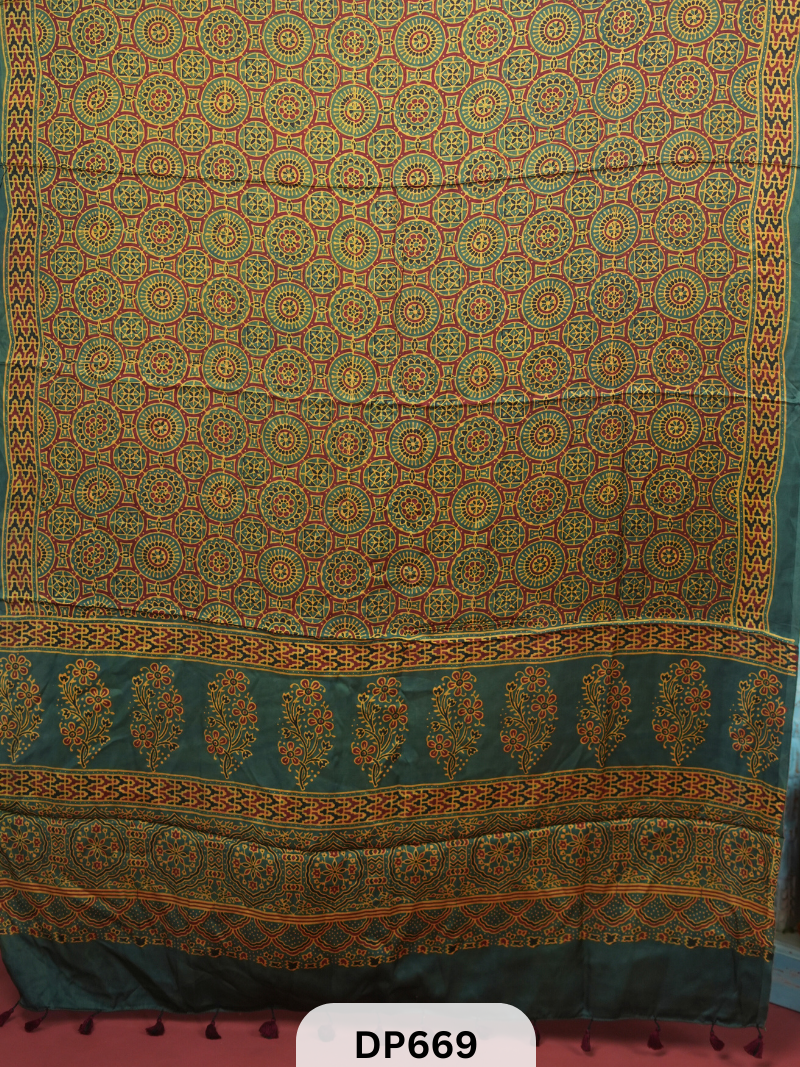 MODAL SILK DUPATTA WITH AJRAKH PRINT Sadhana Fashion