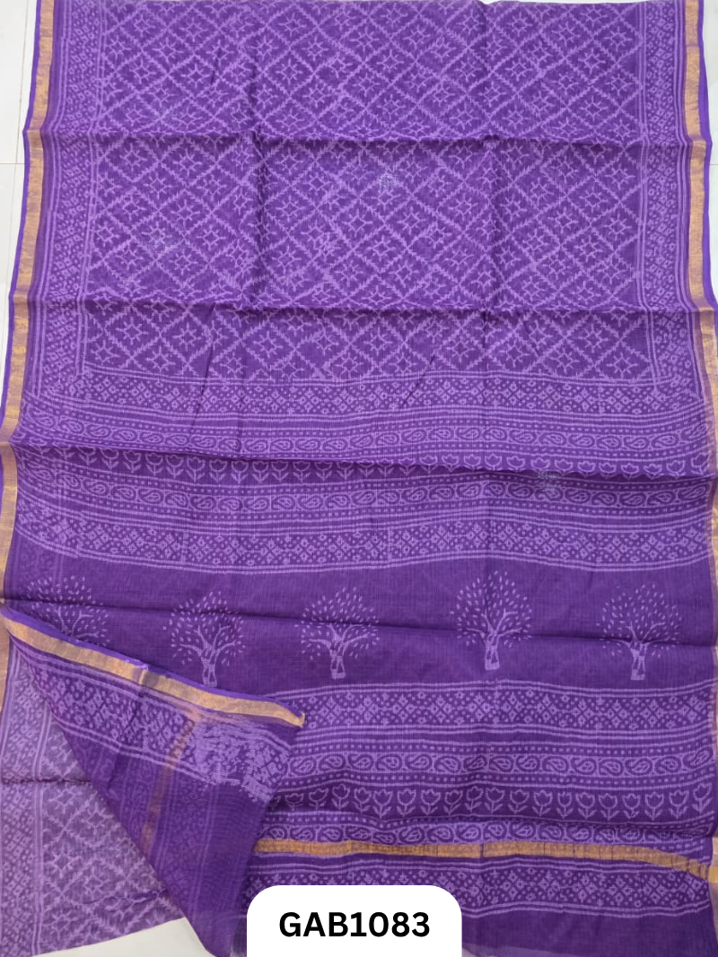 Bagru Handblock Print Kota Doria Saree