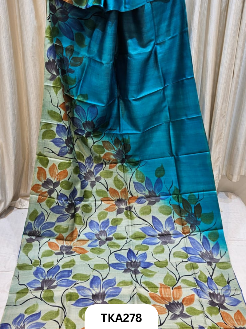 PURE HANDOWEN TUSSAR HAND PAINTED SAREE