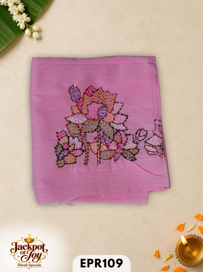 Raw silk with Kantha Blouse