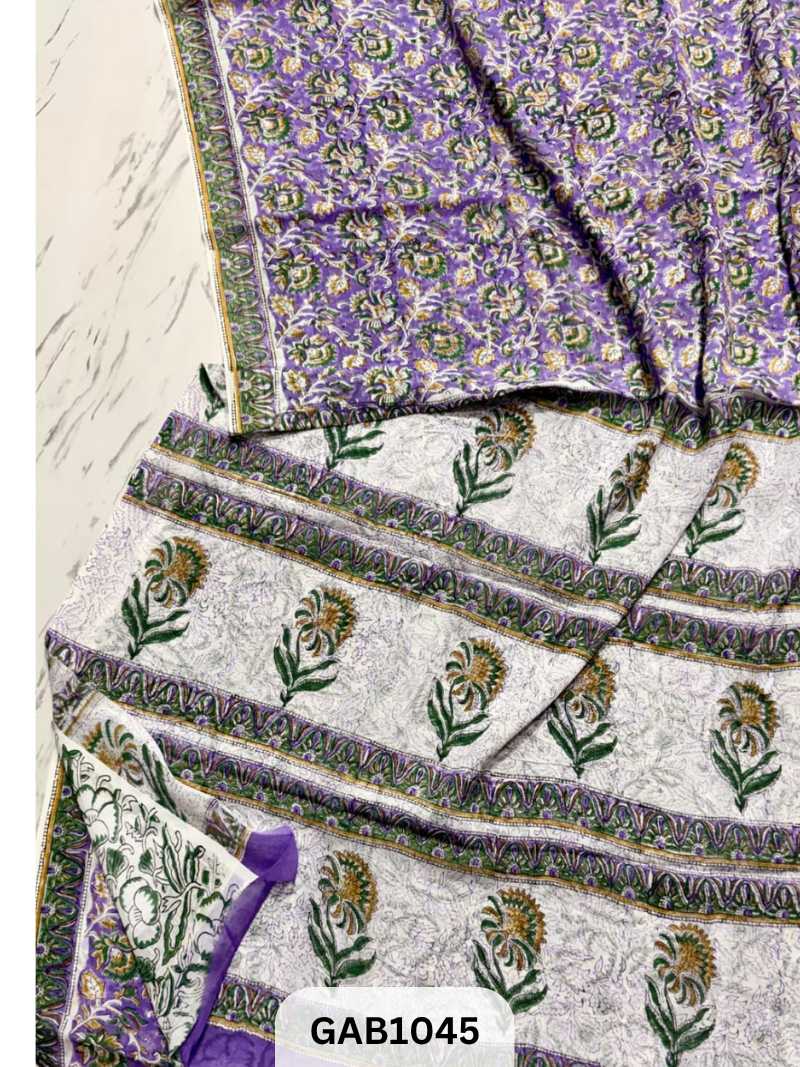 Premium Hand Block Printed Georgette Sarees with Blouse