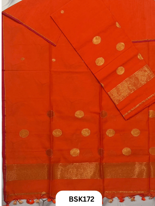 Pure Mulcotton Handloom Polka Salwar Suit Top 2.5mtr and Duppata 2.5mtr