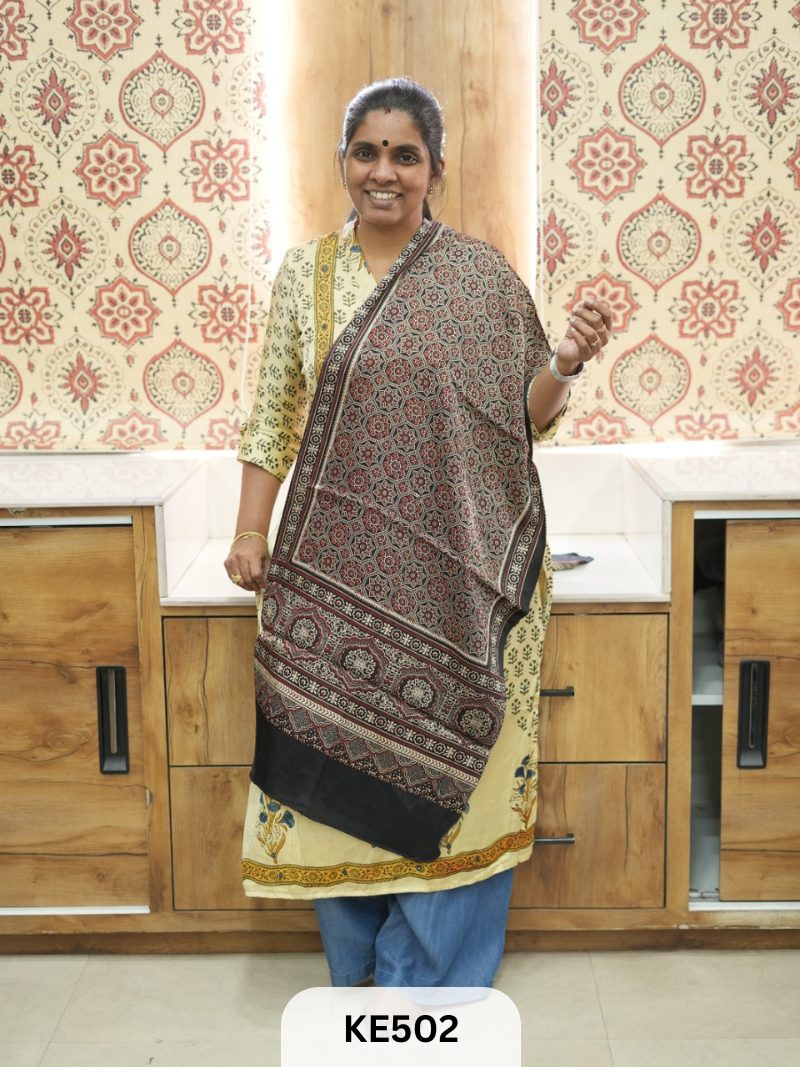 MASHRU HANDBLOCK PRINT STOLE