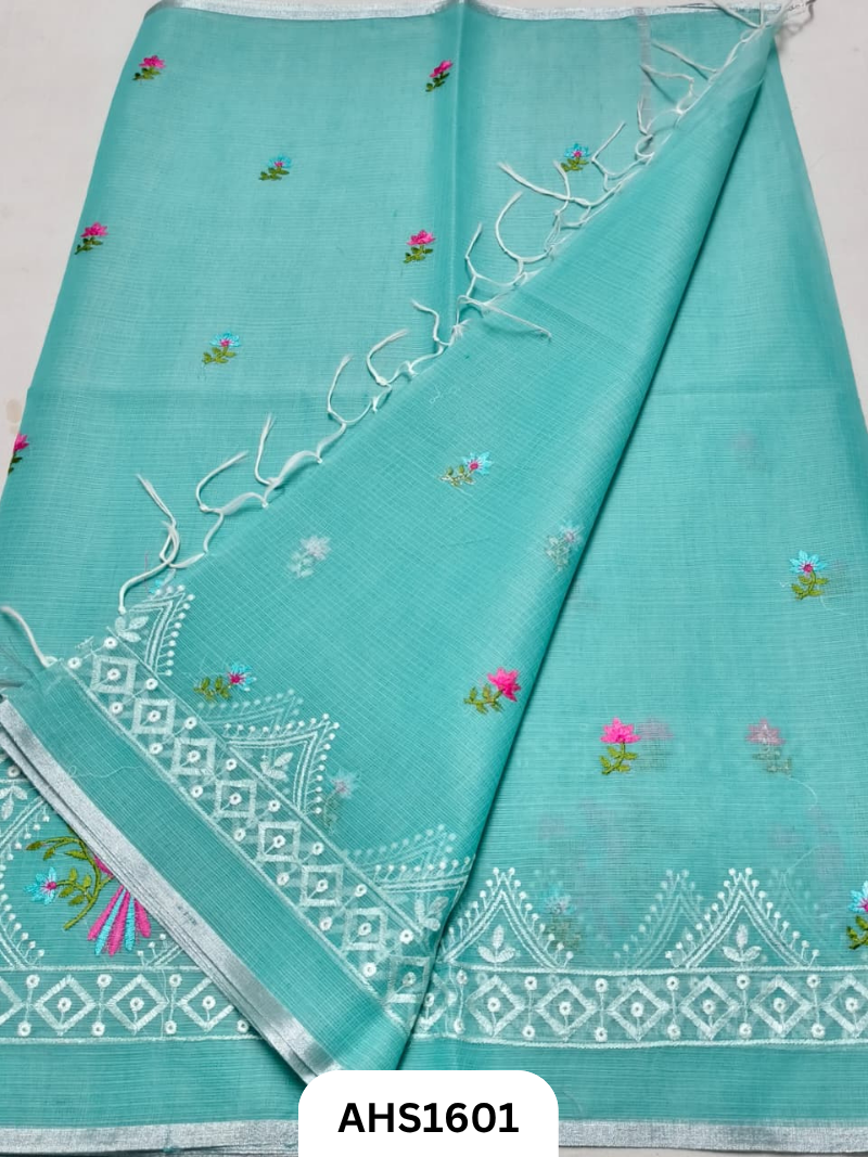 Kota Cotton Embroidery Work Saree with Blouse