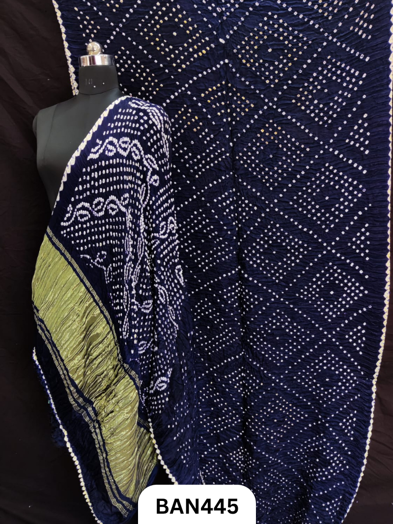 Semi Gaji Silk Tissue Pallu Choras Bandhej Saree With Edging