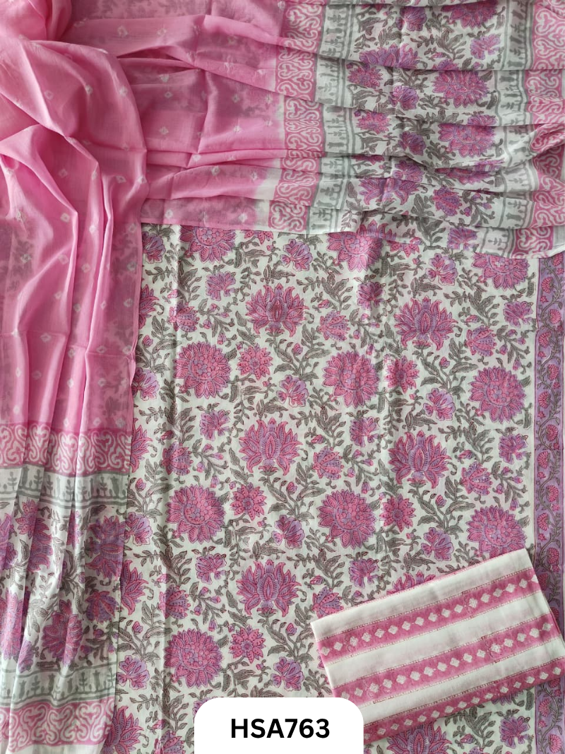 Exclusive Bandhej Handblock Print Salwar Suit 3pcs