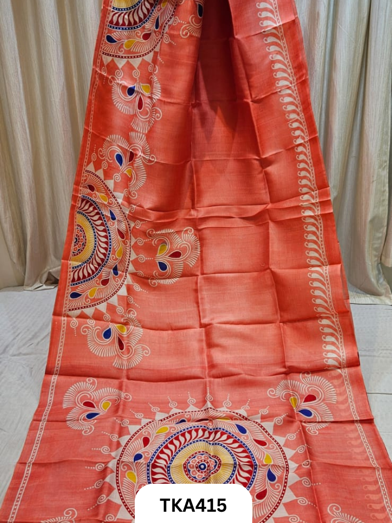 Murshidabad Silk Hand Painted Saree