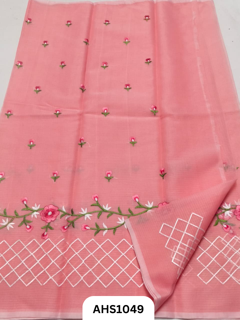 Kota Cotton Embroidery Work Saree with Blouse