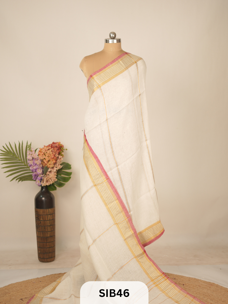 PURE JAYASHREE LINEN WITH COTTON SAREE - HANDLOOM