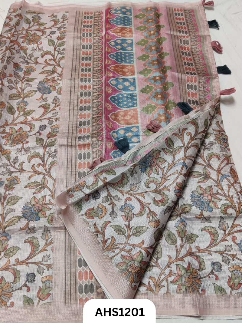 Soft Silk Kota Digital Print Saree With Blouse