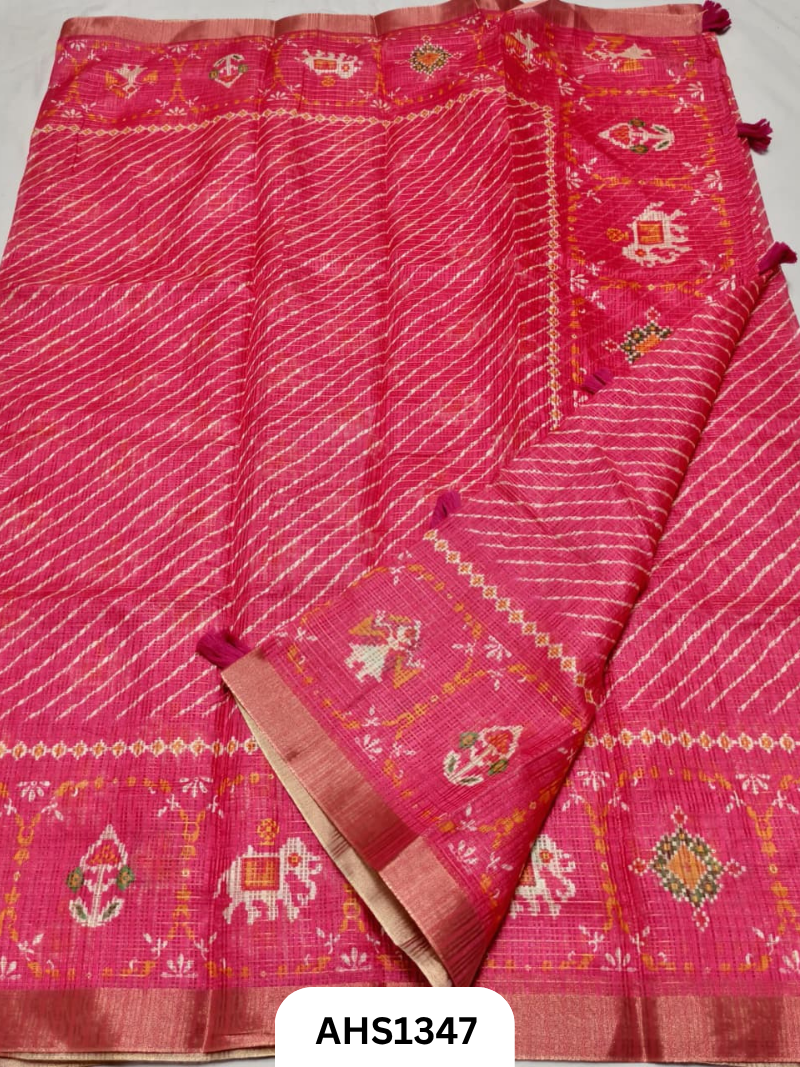 Soft Silk Kota Digital Print Saree With Blouse