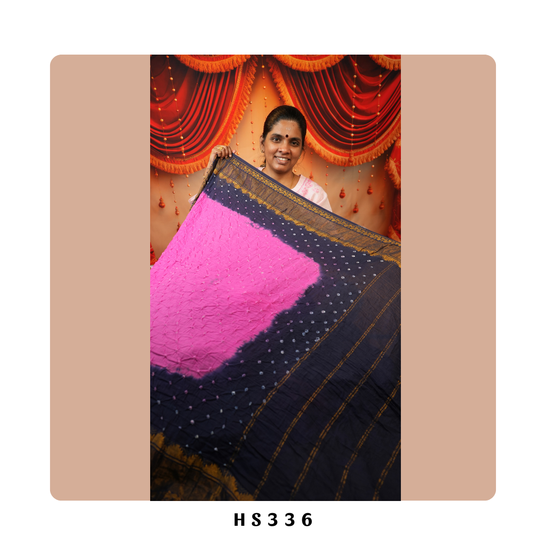 Sungudi saree with Bandhani work Saree Story with Shanmuga Priya