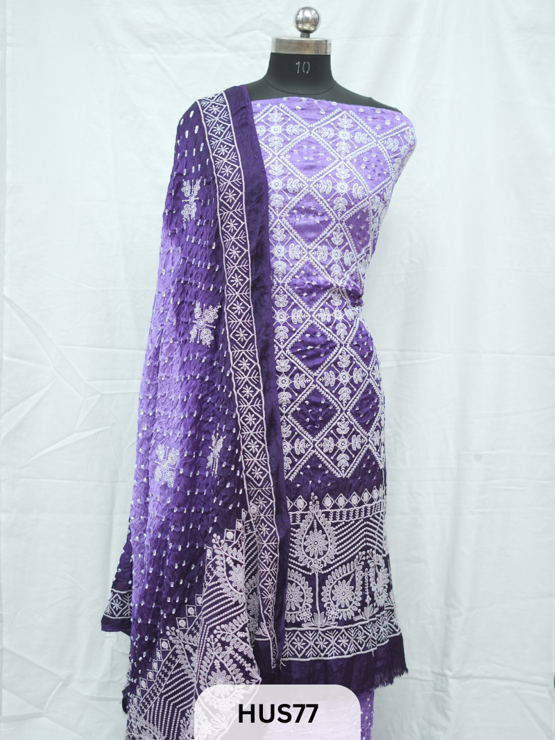 LUCKNOWI CHIKANKARI -3 PCS SALWAR SUIT - MODAL
