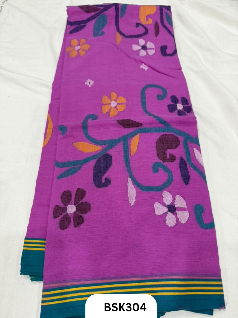 Handloom Pure Mul Cotton With Jamdhani Weave Saree