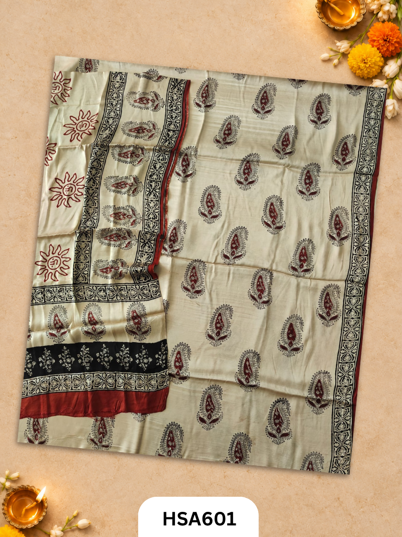 Vanaspati Ajrakh Handblock Printed Suits in Modal Silk Fabric Suits Top 2.5 mtr Dupatta 2.5 mtr
