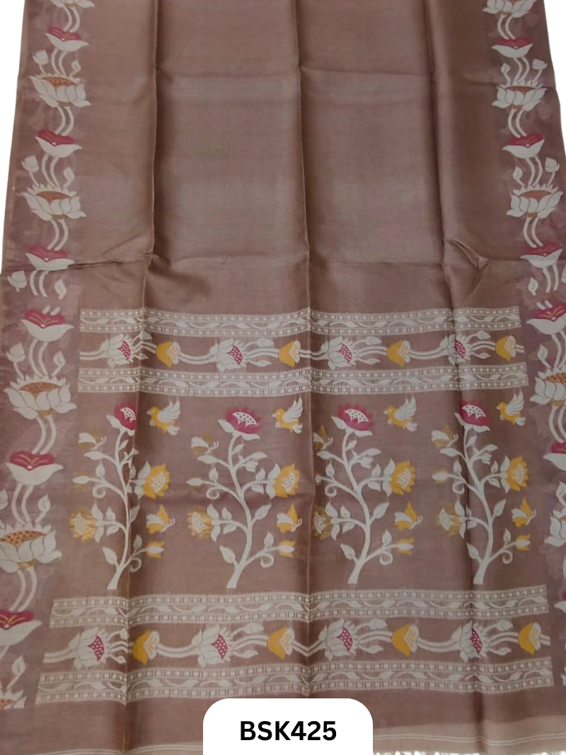 Pure Tussar Jamdani Gicha Handloom Weave