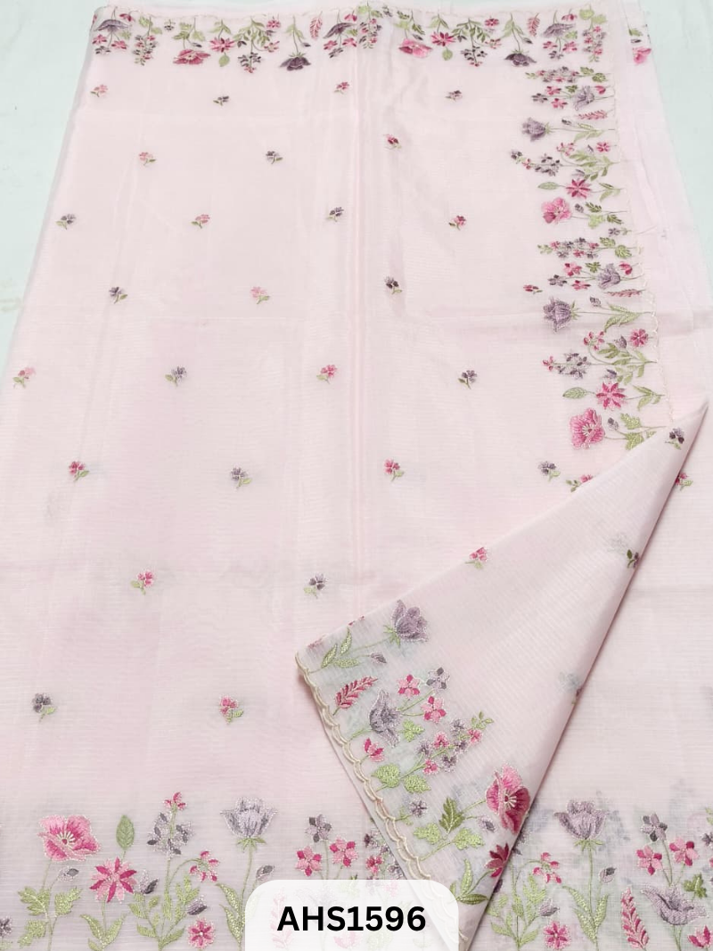 Soft Silk Kota Embroidery Work Saree With Blouse