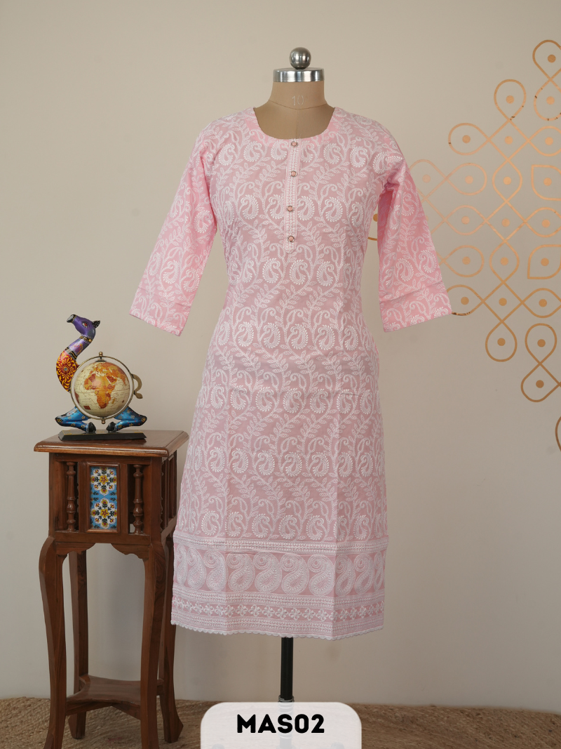 CHIKENKARI KURTI TOP MATERIAL WITH MACHINE EMBROIDERY