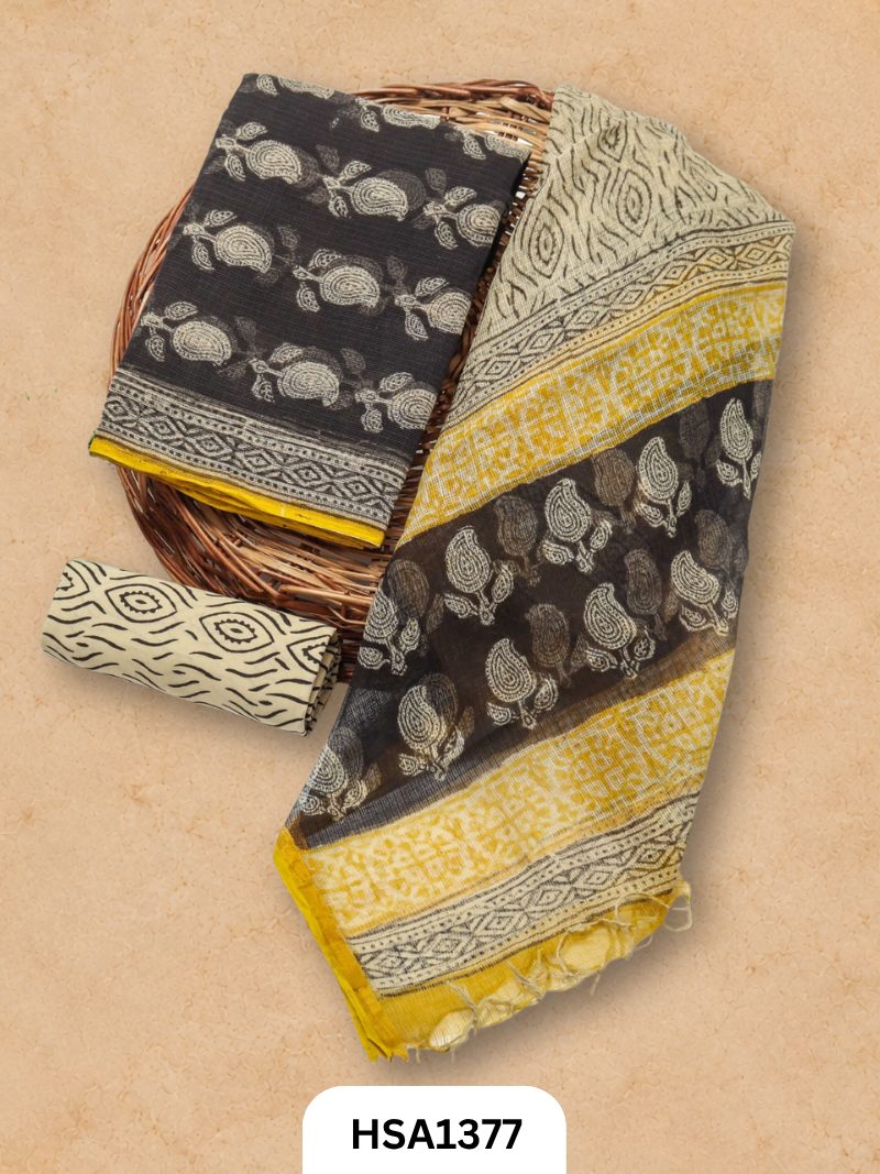 Hand block printed kota doriya suit top &duppta 2.5 meter