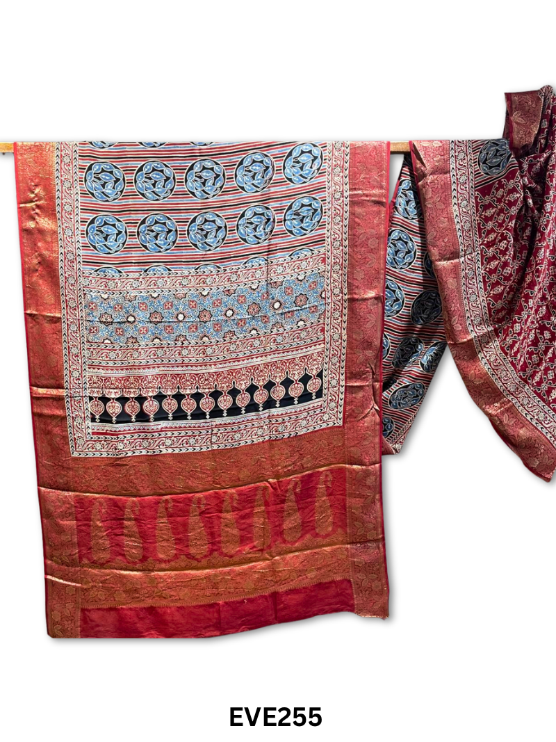 Dola Silk Ajrakh Saree