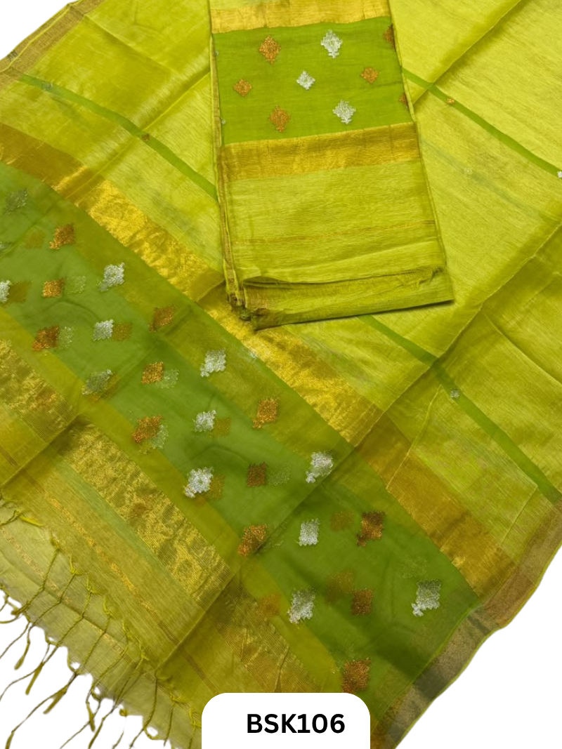Premium Pure Handloom Linen Silk Salwar Top 2.7 mtr Duppata 2.5 mtr