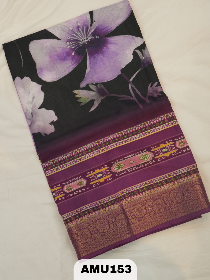 BANARAS RUSSIAN SILK SAREE WITH PRINTED