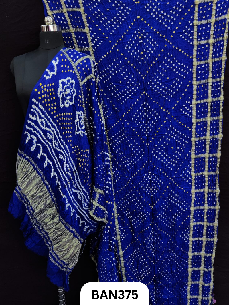 Modal Tissue Pallu Checks Border Choras Dani Bandhej Saree